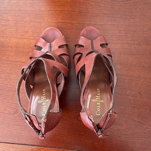 Cole Haan Open Toe Leather High Wedge Women Shoes